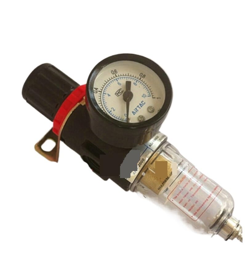 AFR2000 1/4 Inch Source Treatment Unit 1/4" Pneumatic Air Filter Regulator Two Union with Pressure Gauge AFR 2000