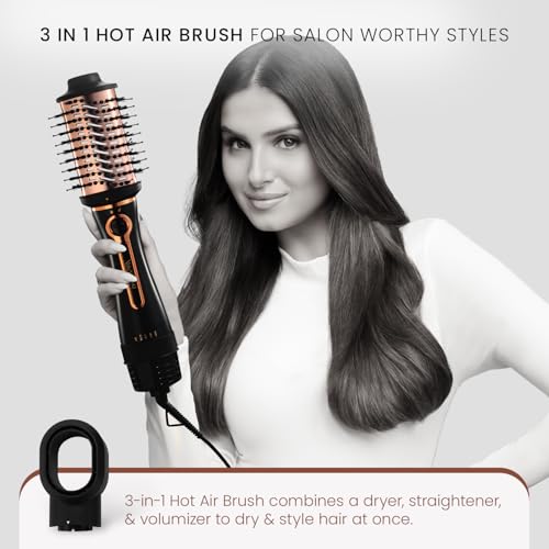 Urban yog MakeMeeBold 3-in-1 Hot Air Brush| 1.5-inch Barrel | Hair Dryer Hair Straightener Volumizer Blow Dryer Styling Tool,1200 Watt | Gifts for Woman, Multicolour