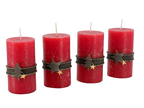 Adventskerzen mit Motiven – 4er Set - Rustikale Oberfläche -...
