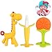 GOLDGE Mordedor para bebé, Mordedor de Fruta para la dentición para bebés,sin BPA Natural Organic Freezer Safe Silicone Teethers-Naranja * 1 + Plátano Blanco * 1 + Jirafa amarilla * 1