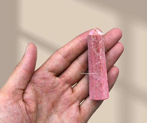 Image of Amazing Gemstone Thulite Crystal Towers - Natural Healing Crystal Point Obelisk for Reiki Healing and Crystal Grid (2 inch to 3 inch Inch)