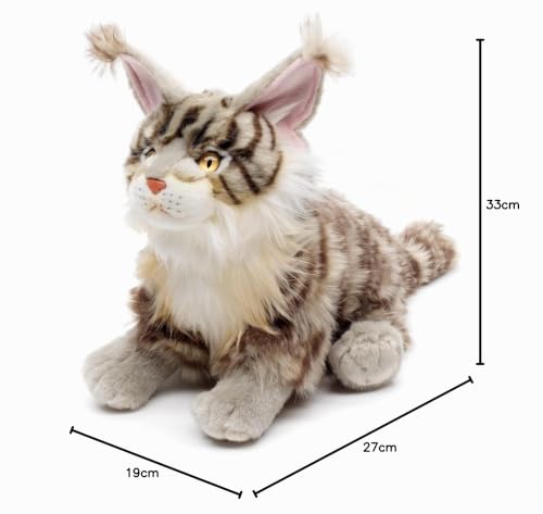 Gato de peluche Maine Coon gris sentado de 27 cm 6