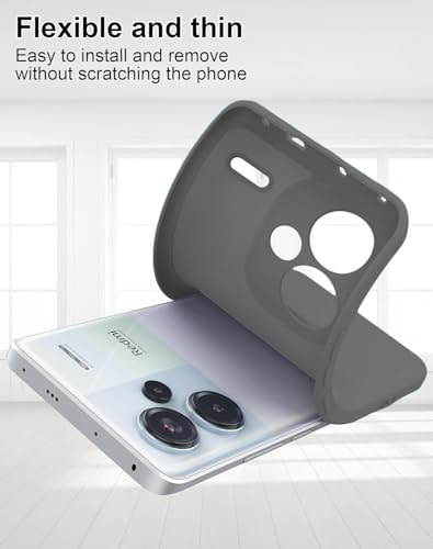 Image of DIZORO Compatible with Mi Redmi Note 13 Pro Plus 5G Back Cover with Upgraded Square Edges for Camera Protection Shockproof Flexible Matte Liquid Silicone Mobile Phone Case (Space Grey)