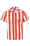 Bullseye TV Show Dart Thrower Player Official Bully Lets Play Darts Button Up Striped Shirt (as8, Alpha, l, Regular, Regular, L) Red and White