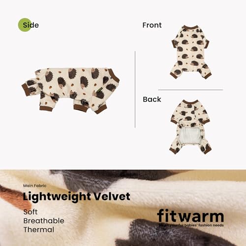 Image of Fitwarm Funny Hedgehog Dog Pajamas, Warm Winter Dog Clothes for Small Dogs Boy Girl, Cozy Pet Onesie with Feet, Beige, Brown, Medium