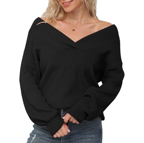 Feiersi Women's Off Shoulder Sweater Long Sleeve...
