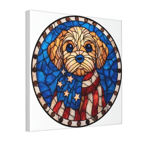 Lienzo de perro cachorro con estrella de 30x30 cm ideal como regalo para decorar el dormitorio