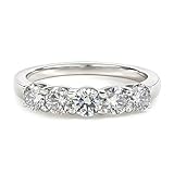 Aotiwe Alianza de boda para mujer, anillos de plata para mujer, gótico, 5 piedras con moissanita, oro blanco, P 1/2, Platino 950, Moissanita