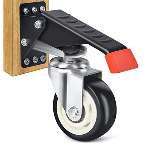SPACEKEEPER Workbench Casters Kit 400KG - 3 Inch Heavy Duty Retractable Caster Designed for Workbenches Machinery & Tables, 4 Pack Cover