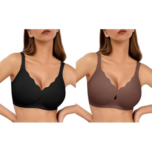 Wave Push Up Wireless Bra Seamless Bras Black L & Full Coverage Comfortable Everyday Bra Canache L