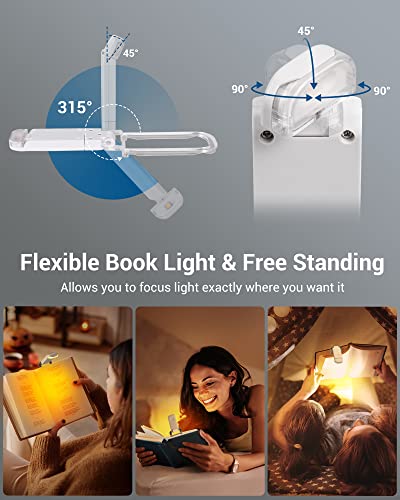 Image of DEWENWILS Book Reading Light, Amber Warm Clip On LED with 3 Adjustable Brightness for Eye Protection, Rechargeable USB, Perfect for Bookworms, Kids (White)