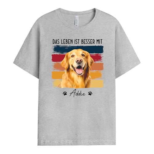 Geschenke Mall Personalisiertes Hundemama Hundepapa T-Shirt - Personalisiertes Geschenk für Hundebesitzer, Männer, Frauen und sogar Paare zu Weihnachten, Geburtstag (1 Hund, Modell #1)