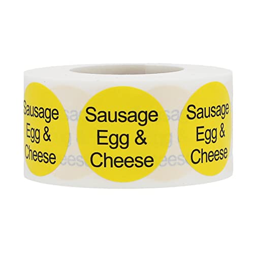 Sausage, Egg & Cheese Deli Labels 1 Inch Round Circle Dots 500 Total Stickers