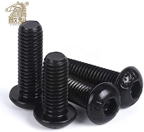 10/50pcs Screws M2 M2.5 M3 M4 M5 M6 304 A2-70 Stainless Steel Screws Black grade 10.9 ISO7380 Hexagon Hex Socket Head Button Allen Bolt Screw Screws (Color : 10.9 class steel, Size : 16mm)