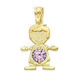 10k Real Solid Gold Newborn Baby Boy with CZ Birthstone Pendant for Necklace, Mothers Day Gift for Her, New Mom Jewelry (June)