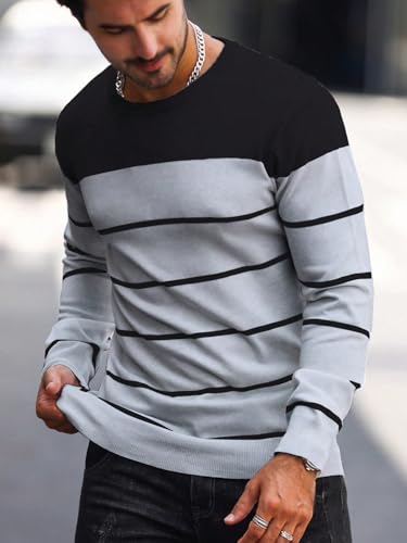 Men's Fall Winter Long Sleeve Striped Pullover-Essential Urban Streetwear for Coffee Runs & Weekend Hangouts4