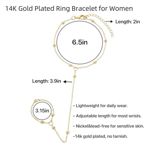 Hand Chain Bracelets for Women 14K Gold Dainty Trendy Cubic Zircon Finger Ring Bracelet Jewelry Accessories Gifts4