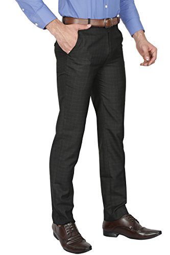 Image of Mc Henry Mens' Regular Fit Poly Blended Checkered Formal Trousers