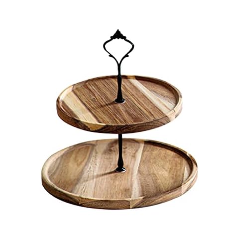 POHOVE Two Tier Wooden Fruit Tray Stand Cover