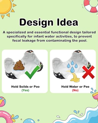 Image of Babygoal Baby Swim Diapers 2 Pack for 0-8 Months Newborn and Babies, Reusable Adjustable Washable for Swimming Lessons