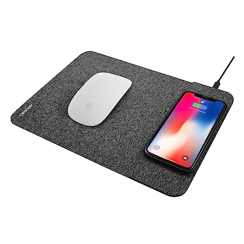 Geonav Carregador Universal por Indução com Mousepad, 10W (Android), 7,5W (iPhones), Qi, MPISG, Cinza