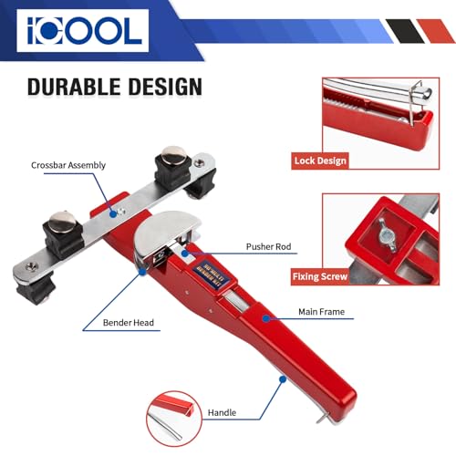 ICOOL Tubing Bender Kit Hand Tool 1/4 to 7/8 Inch for Soft Copper Aluminum HVAC Refrigeration System Maintenance, with Tube Cutter