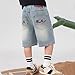 8-9 Years Boy's Baggy Jean Shorts Embroidery Elastic Waist Classic Jorts Wide Leg & Loose Fit Fashion Denim Shorts with Pockets Blue