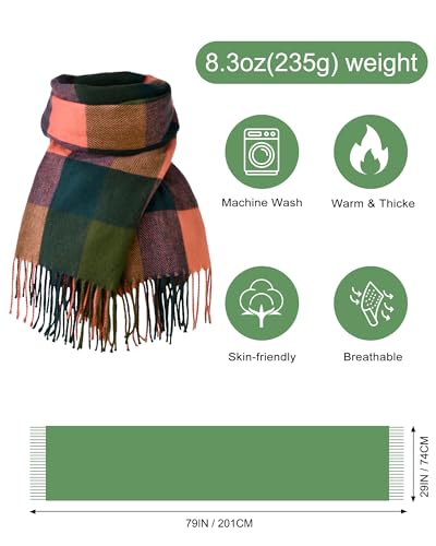 Winter Scarf for Women Fall Winter Plaid Scarves Tassel Shawl Wrap - Image 4