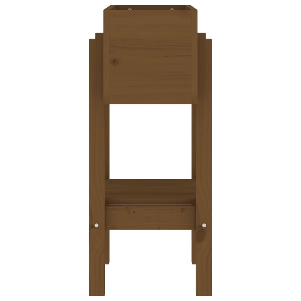 Macetero, maceta para plantas, jardinera elevada, jardinera para exteriores, maceta adecuada para patio trasero, jardines, restaurantes, cafés, color marrón miel, 62 x 30 x 69 cm, madera maciza de