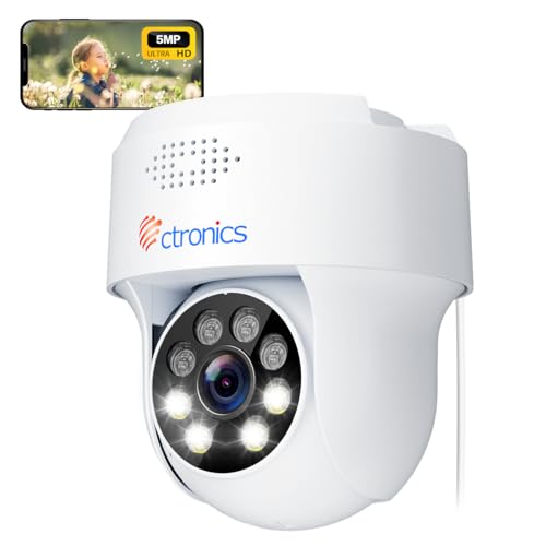 Ctronics 5MP PTZ Caméra Surveillance WiFi