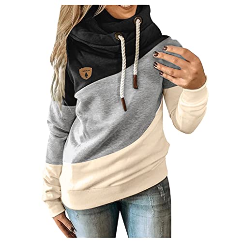 Skang Damen Pullover Knöchel Long Kapuzenpulli für Frauen Kontrast...