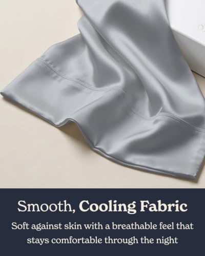 Image of Beckham Hotel Collection Cooling Pillowcases for Hot Sleepers, Standard /Queen Size Set of 2, Cool Touch Pillow Cases, Envelope Closure, Silky Soft, Breathable, Light Gray