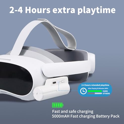 Batería portátil Meta Quest 2 FLSTOR de 5000 mAh con conector USB-C para cargador de gafas VR 3