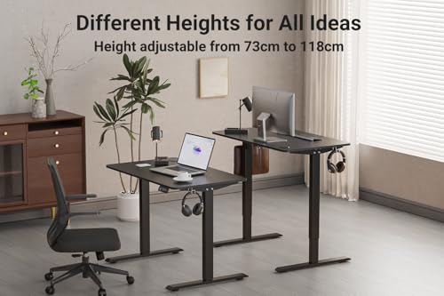 مكتب قائم بارتفاع قابل للتعديل من انوفارا، 100 × 60 سم، مكتب قائم قابل للتعديل، حامل كمبيوتر (اسود، 100 سم)