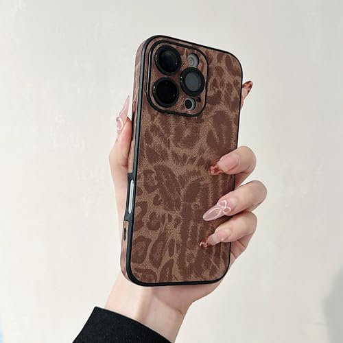 Coque en cuir de luxe pour iPhone 16 Pro Max antichoc marron