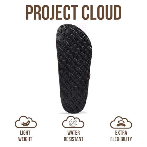 Image of Project Cloud 100% Genuine Leather Flat Sandals For Women 2026 Cork Footbed Womens Sandals with Memory Foam and arch support Vacation Essentials Slides for Women Footwear (Venita)