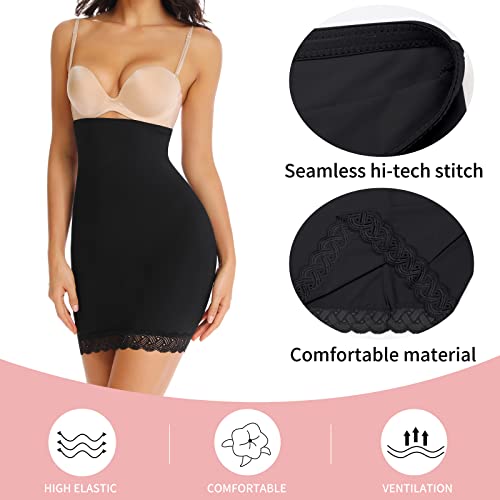 Image of JOYSHAPER Shapewear Dress Slip for Under Dresses Tummy Control Half Slip | High Waist Shapewear Skirt Slip for Undergarment Silky Cool Slip Smooth Body Shaper