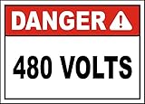 Vinyl Stickers - Bundle - Safety and Warning & Warehouse Signs Stickers - Danger 480 Volts Sign - 10 Pack (3.5' x 5')