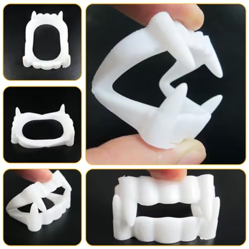 WeddHuis 4 Pcs Kostümheld Vampirgebiss Vampirzähne zum Aufstecken für Kinder - Halloween & Fasching & Karneval