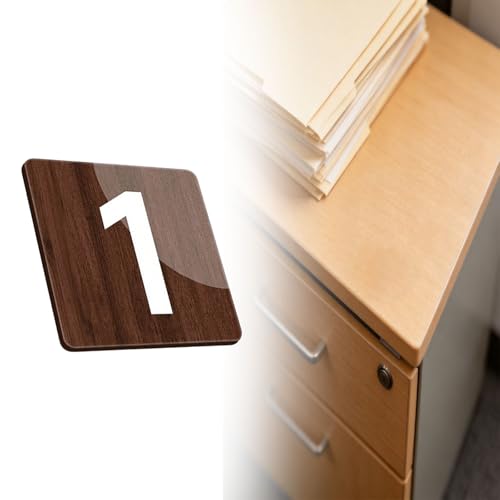 Étiquettes numérotées autocollantes acrylique D5cm 1 à 60 effet bois marron