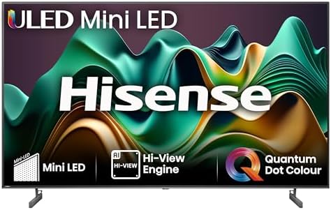 Hisense 55 Inch 4K Mini-LED TV 55U6NQTUK - Quantum Dot Colour, Dolby Vision Atmos, Hi-View Engine, FilmMaker Mode, Vidaa OS with Voice Control, Freely, Youtube, Netflix and Disney+ (2024 Model)