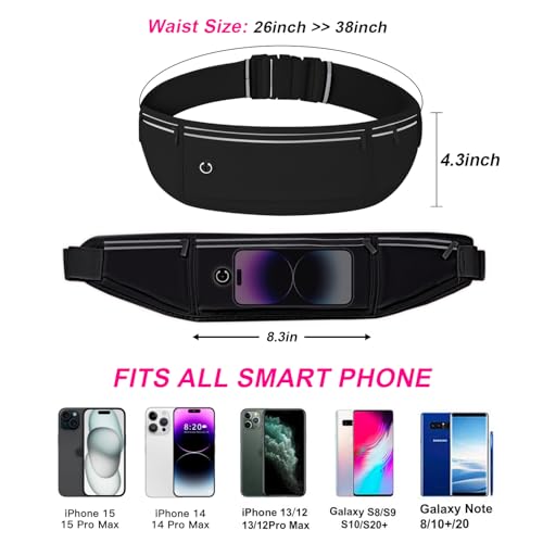 slim running belt for women menrunners fanny pack phone holdermoney beltrunning gear accessorieswith 3 pocketsblack