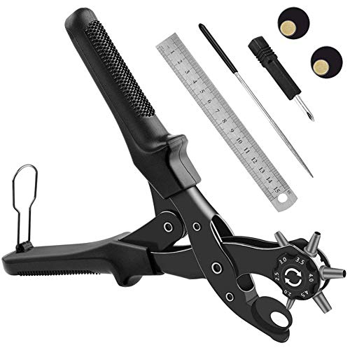 Leather Hole Punch Tool Set, Belt Hole Puncher Kit, Leather Craft Round Hole Labor Saving Watch Band Puncher DIY for Saddle, Dog Collars, Paper, Craft Projects