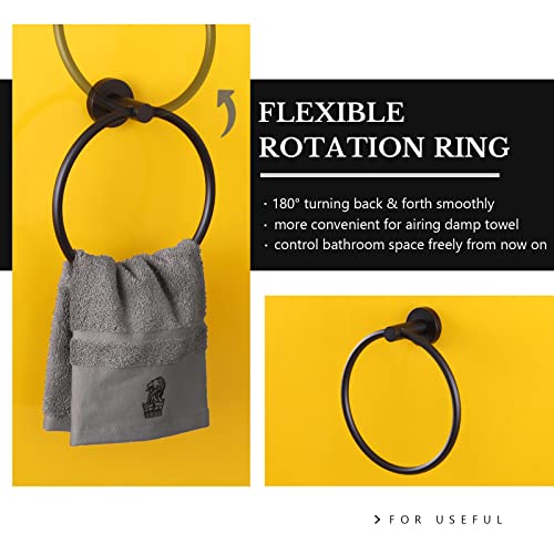 Aplusee Matte Black Towel Ring, Stainless Steel Hand Towel Holder, Bathroom Towel Rack, Round Towel Hanger, Storage Hardware Wall Mounted #TOP3