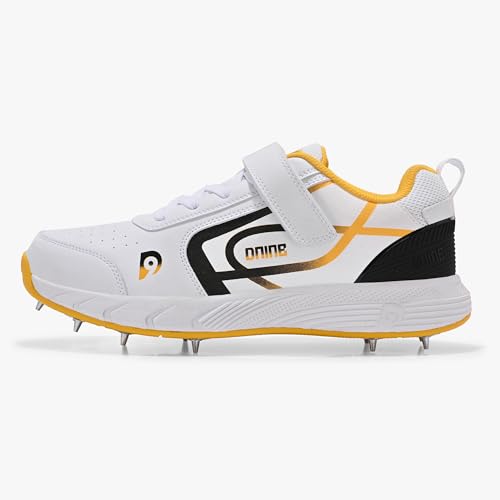 Image of DNINE Kings Men, Bowling Spikes Cricket Shoes, White /Yellow