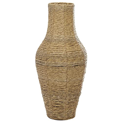 Deco 79 Faux Seagrass Handmade Tall Woven Floor Vase, 12" x 12" x 28", Brown - Image 3