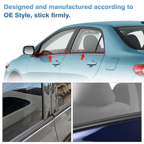Image of TOP-MAX WeatherStrip Window Molding Trim Seal Belt Replacement for Toyota Corolla 2009 2010 2011 2012 2013, 4pcs Black Window Weather Stripping Replaces#75710-02210, 7571002260, 7571012780