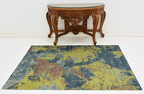 Image of Printed Rug Soft Floor Carpets with Anti Slip Backing for Living Room | Bedroom | Kids Room (Yellow Multi, 5x7 Feet)
