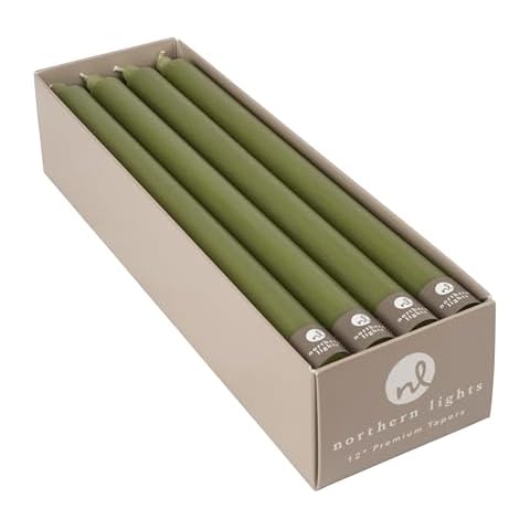 Northern lights Candles - 12" 12pk Tapers - Moss Green - 72792 Cover