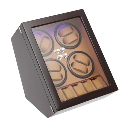 AGULIUM Watch Winder for Automatic Watches, 8 Winding & 5 Storage, 4 Rotation Mode, Automatic Watch Winder Box with Quiet Motor and LED Light, Rotating Watches Winders Case Spinner